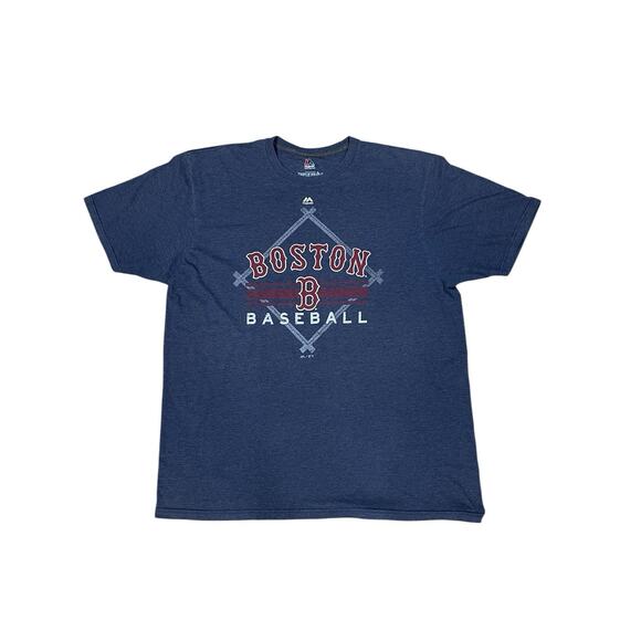 Boston Red Sox Men’s Blue T-Shirt Size 2XL Majestic MLB Ring Spun Soft Baseball - Picture 1 of 5